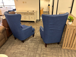 Blue Wing Back Chair Set