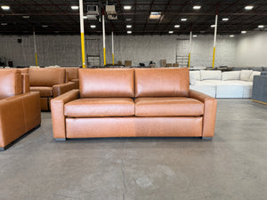 RH Maxwell Leather Queen Sleeper Sofa 84" – Yukon Trail Cognac | American Leather Comfort Sleeper