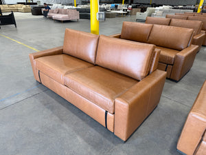 RH Maxwell Leather Queen Sleeper Sofa 84" – Yukon Trail Cognac | American Leather Comfort Sleeper
