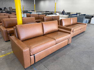 RH Maxwell Leather Queen Sleeper Sofa 84" – Yukon Trail Cognac | American Leather Comfort Sleeper