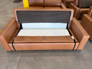 RH Maxwell Leather Queen Sleeper Sofa 84" – Yukon Trail Cognac | American Leather Comfort Sleeper