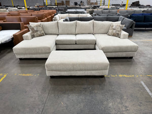Oversized U-Shaped Sectional with Double Chaise & Matching Ottoman