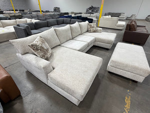 Oversized U-Shaped Sectional with Double Chaise & Matching Ottoman
