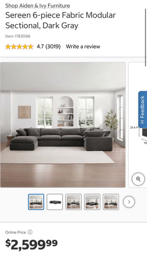 Sereen 6-piece Fabric Modular Sectional Dark Gray