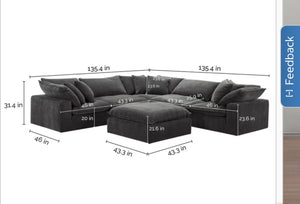 Sereen 6-piece Fabric Modular Sectional Dark Gray