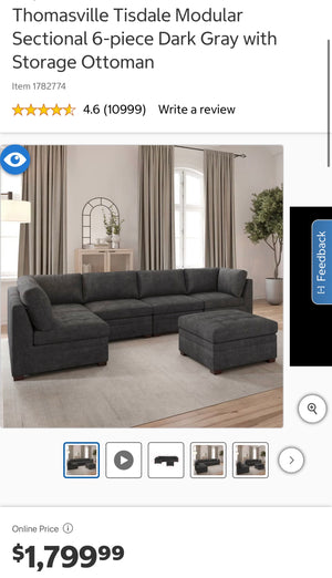 Tisdale 6-Piece Fabric Sectional - Gray