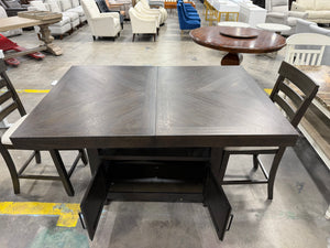 Counter-Height Dining Table with Storage Pedestal Base & Upholstered Chairs
