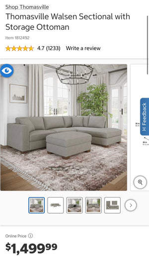 Thomasville Walsen Sectional with Storage Ottoman