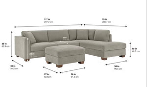 Thomasville Walsen Sectional with Storage Ottoman