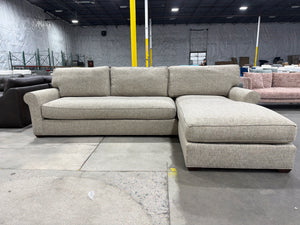 Beige Roll Arm Chaise Sectional