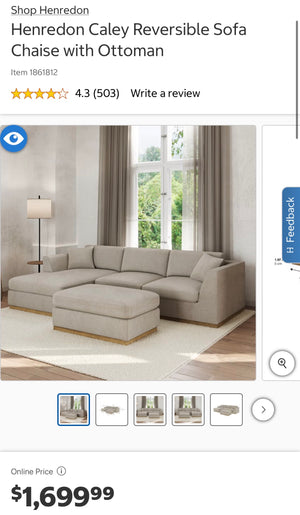 Henredon Caley Reversible Sofa Chaise with Ottoman