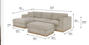 Henredon Caley Reversible Sofa Chaise with Ottoman