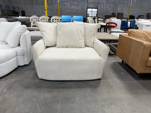 Cream Oversized Swivel Accent Chair with Pillows