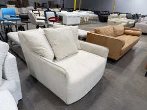 Cream Oversized Swivel Accent Chair with Pillows