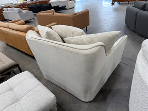 Cream Oversized Swivel Accent Chair with Pillows