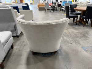 Cream Tufted Wingback Accent Chair with Nailhead Trim