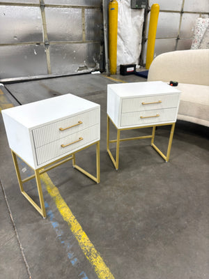White/Gold Nightstand Set