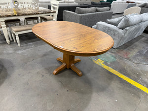 Oak Pedestal Dining Table with Leaf