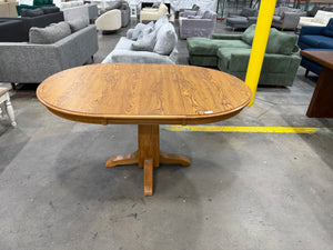 Oak Pedestal Dining Table with Leaf