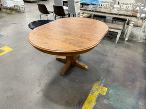 Oak Pedestal Dining Table with Leaf