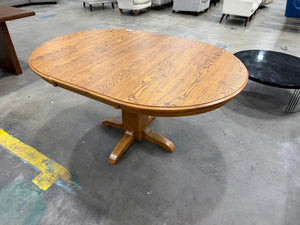 Oak Pedestal Dining Table with Leaf