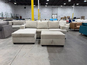 Living Spaces Reversible Chaise Sectional w/ Storage Ottoman