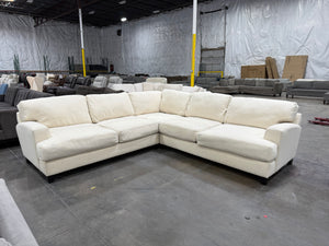 Cream L-Shaped Sectional Sofa with Deep Cushions
