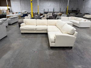 Cream L-Shaped Sectional Sofa with Deep Cushions