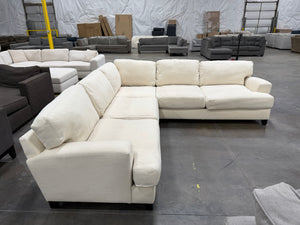 Cream L-Shaped Sectional Sofa with Deep Cushions