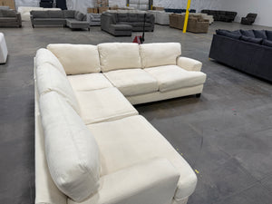 Cream L-Shaped Sectional Sofa with Deep Cushions