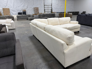 Cream L-Shaped Sectional Sofa with Deep Cushions