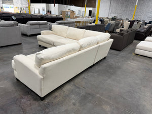 Cream L-Shaped Sectional Sofa with Deep Cushions
