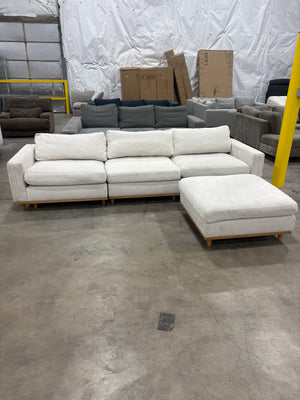 Modern Modular Beige Sectional w/ Ottoman