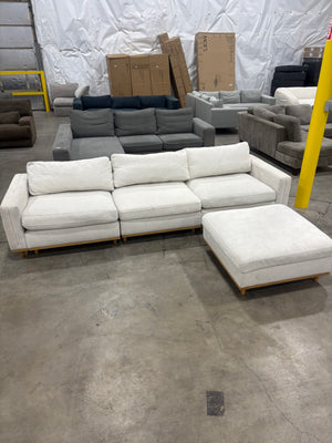Modern Modular Beige Sectional w/ Ottoman