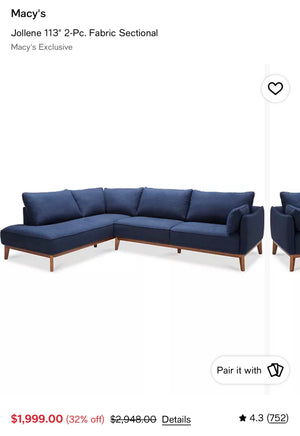 Macy Jolene Navy Sectional