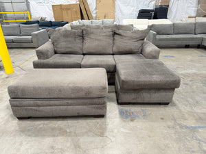 Gray Reversible Chaise Sofa with Storage Ottoman