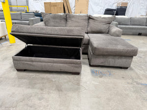 Gray Reversible Chaise Sofa with Storage Ottoman