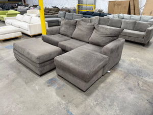 Gray Reversible Chaise Sofa with Storage Ottoman