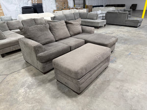 Gray Reversible Chaise Sofa with Storage Ottoman