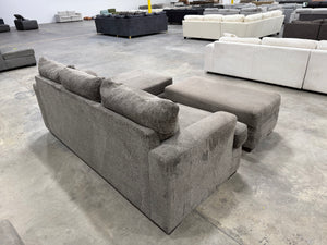 Gray Reversible Chaise Sofa with Storage Ottoman