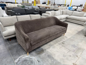 Brown Chenille Slope Arm Sofa