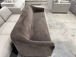 Brown Chenille Slope Arm Sofa