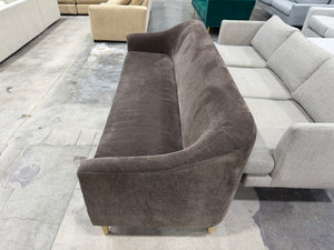 Brown Chenille Slope Arm Sofa