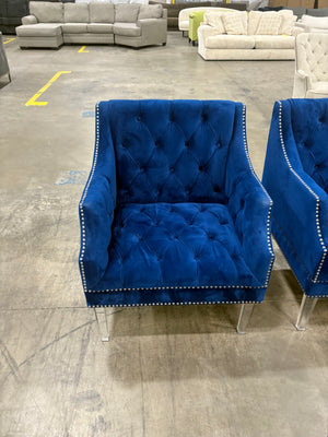Set of 3 Royal Blue Accent Chairs