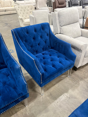 Set of 3 Royal Blue Accent Chairs