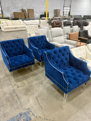 Set of 3 Royal Blue Accent Chairs
