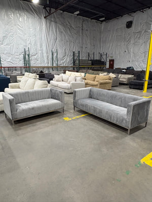 Gray Velvet Sofa & LoveSeat