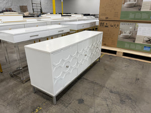White Geometric 3-Door Credenza / Sideboard Cabinet