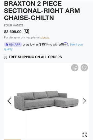 Four Hands Oslo Braxton 2 Pc Sectional