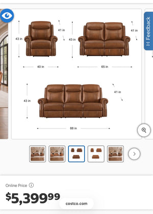 Grayson 3-piece Leather Power Reclining Set with Power Headrests and Lumbar - Sofa, Loveseat, and Recliner